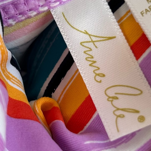 Anne Cole NWT Painted Striped Twist Front Shirred Tankini Top Size S - Picture 4 of 6